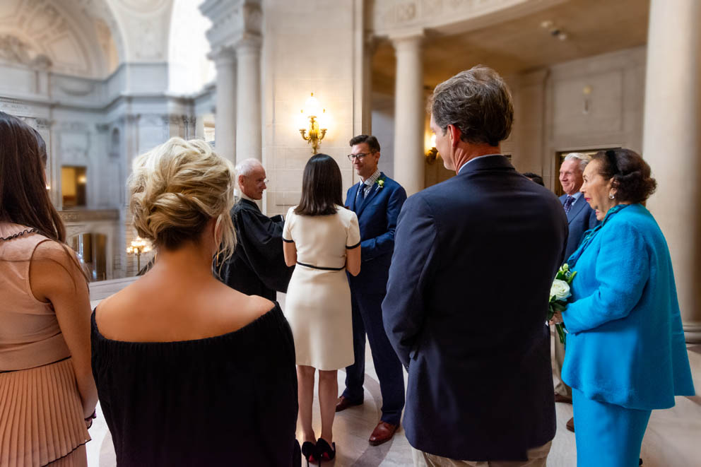 Ceremony at SF City Hall, at top of Grand Staircase