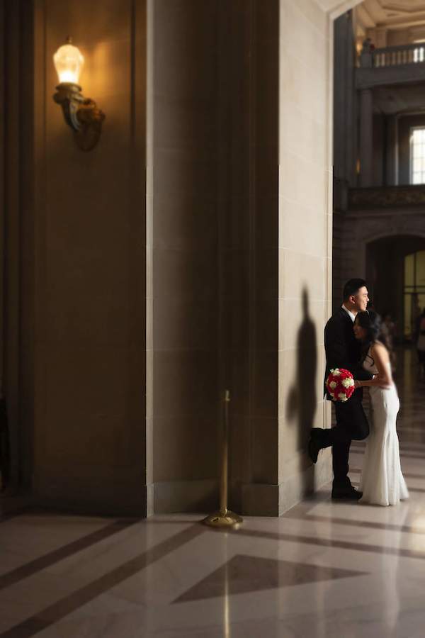 Full Length Bride and Groom, City Hall, Wedding Photograph, San Francisco