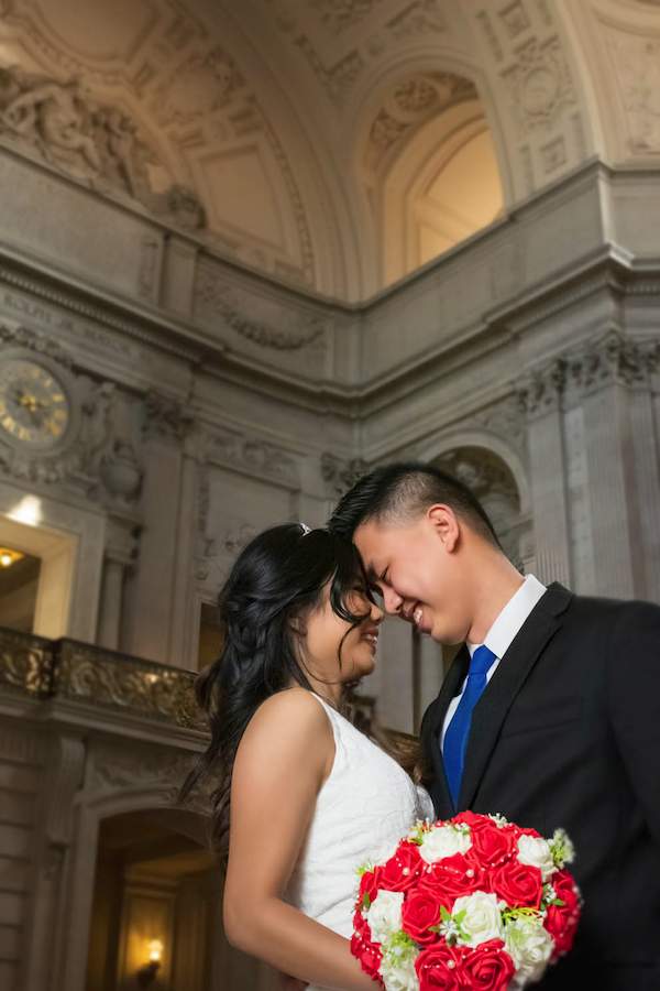 Bride and Groom, City Hall Rotunda, Wedding Photograph