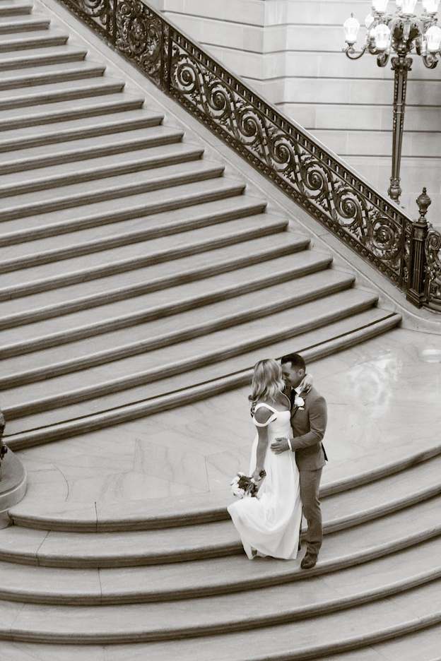 City Hall Sepia Wedding Photo